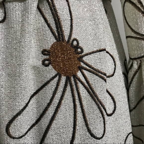 Lilli Diamond Vintage 70s Lurex Floral Print Bell Sleeve Maxi Dress L - Picture 7 of 11